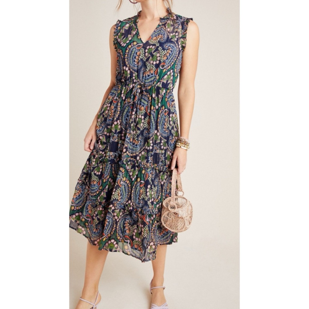 Anthropologie Elmira Ruffled Midi Dress